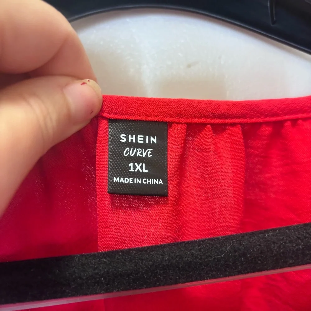 SHEIN Red Tie-Front Blouse Size 1X - Picture 8 of 10